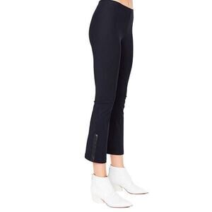 Elaine Kim Mita Black Ponte Knit Stretch Cropped Flare High Waist Leggings Pants